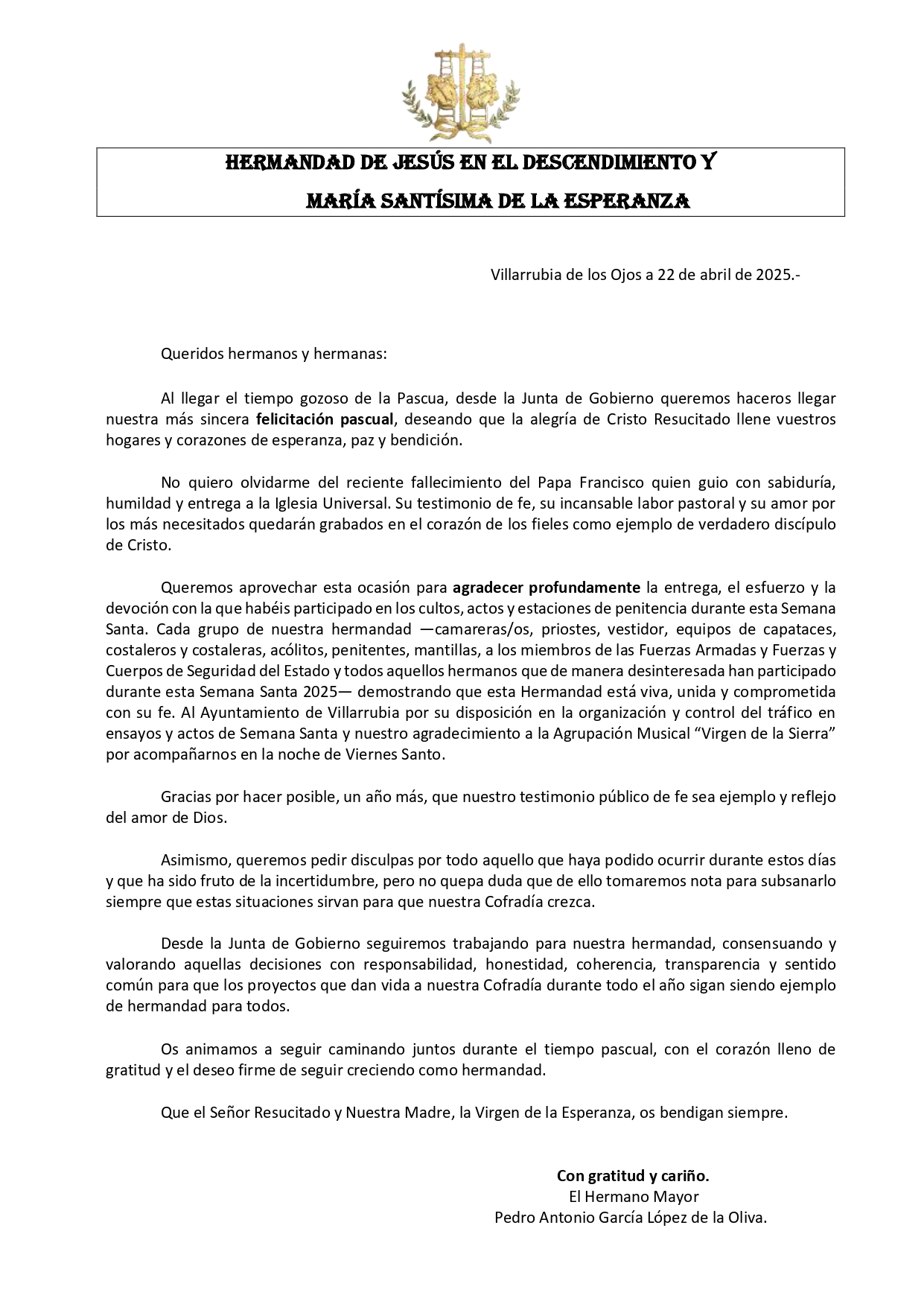 Carta agradecimiento